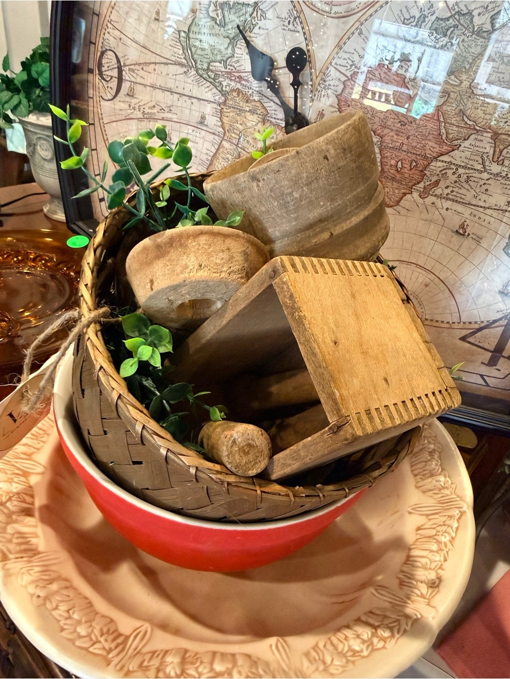 Natural Wood  butter molds and Home Accents Basket Display